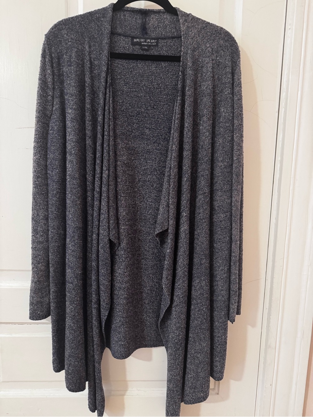 Barefoot Dreams Charcoal Open-Front Draped Cardigan